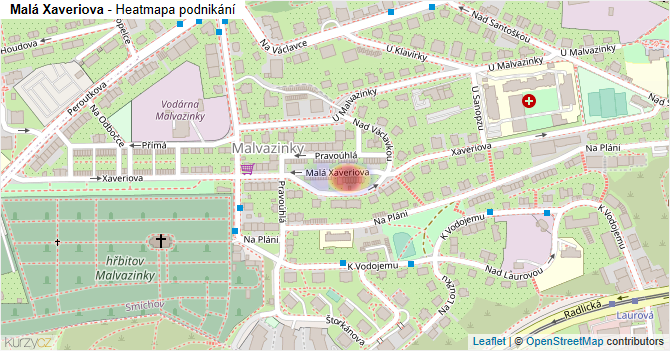 Malá Xaveriova - mapa podnikání