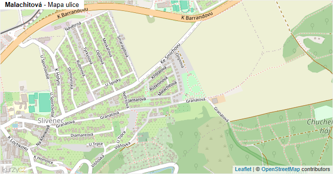 Malachitová - mapa ulice