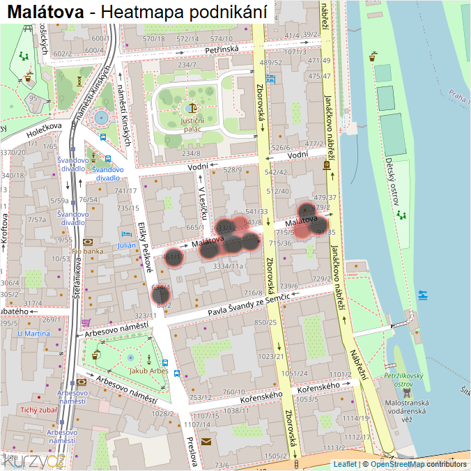 Mapa Malátova - Firmy v ulici.