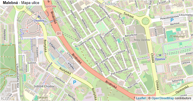 Malebná - mapa ulice