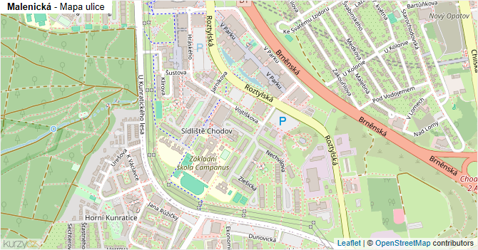 Malenická - mapa ulice