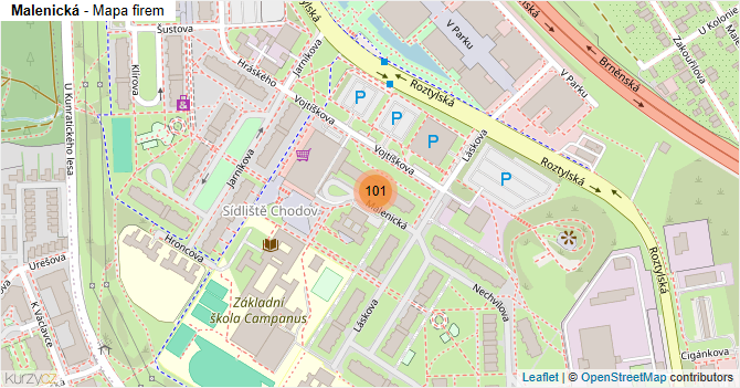 Malenická - mapa firem