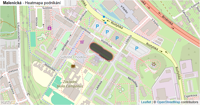 Malenická - mapa podnikání