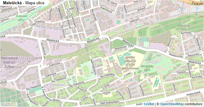 Malešická - mapa ulice