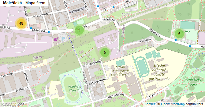 Malešická - mapa firem