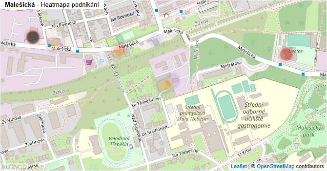 Malešická - mapa podnikání
