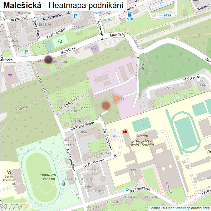 Mapa Malešická - Firmy v ulici.
