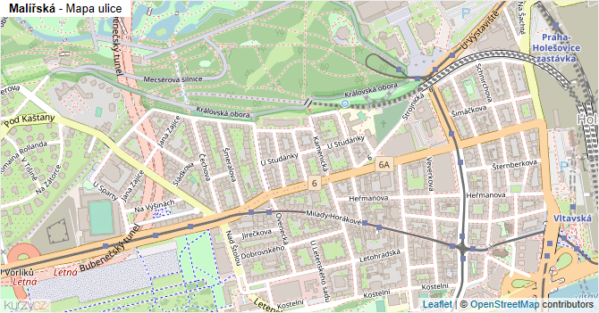 Malířská - mapa ulice