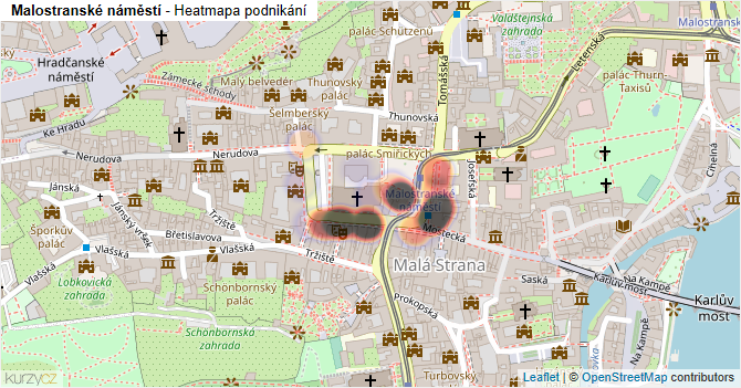 Malostranské náměstí - mapa podnikání