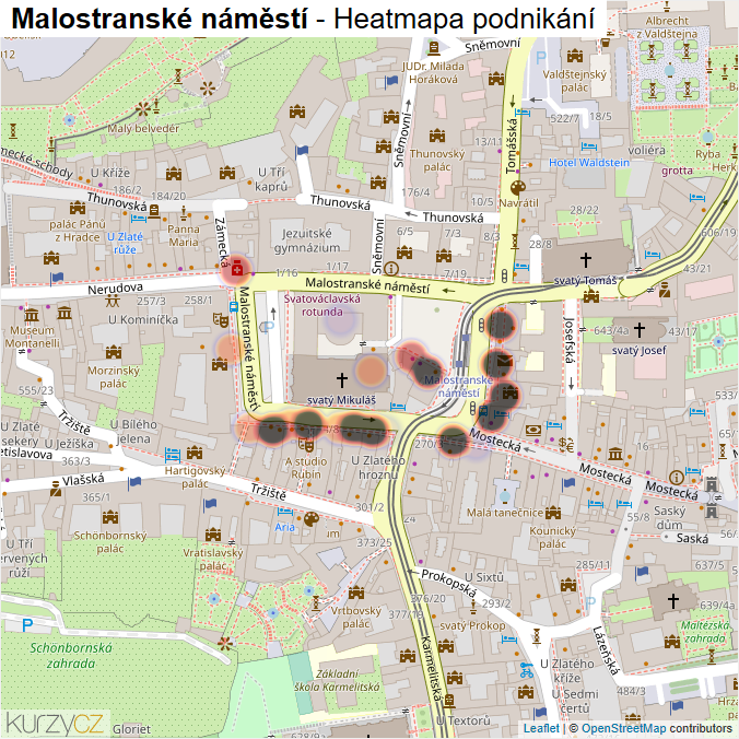 Mapa Malostranské náměstí - Firmy v ulici.