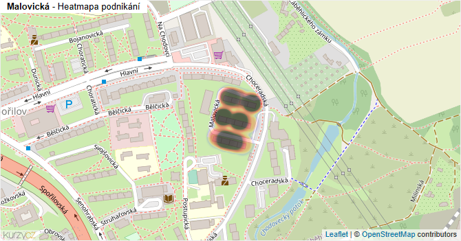 Malovická - mapa podnikání