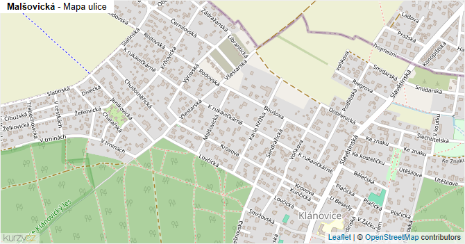 Malšovická - mapa ulice