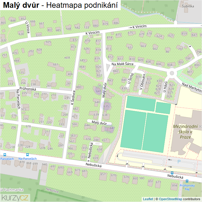 Mapa Malý dvůr - Firmy v ulici.