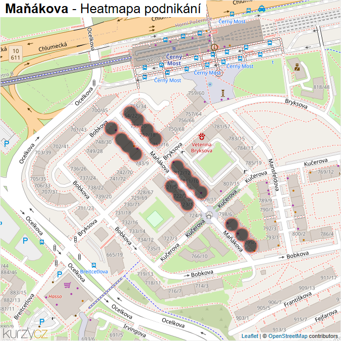 Mapa Maňákova - Firmy v ulici.