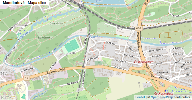Mandloňová - mapa ulice