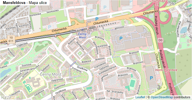 Mansfeldova - mapa ulice