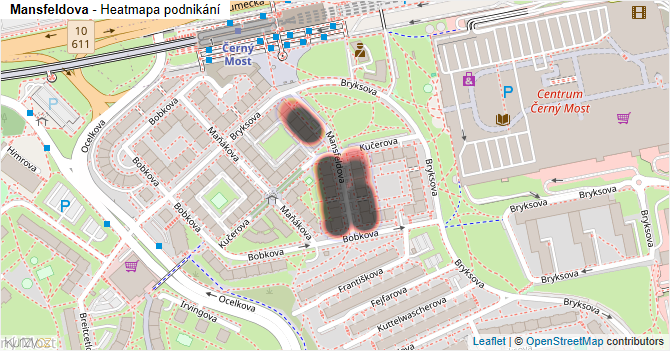 Mansfeldova - mapa podnikání