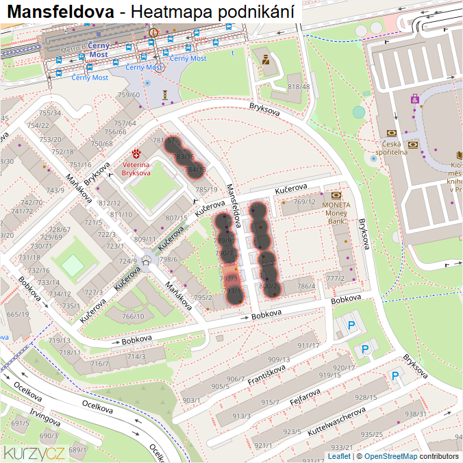 Mapa Mansfeldova - Firmy v ulici.