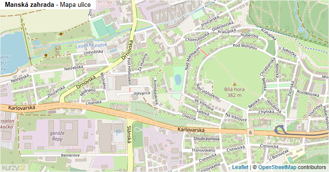 Manská zahrada - mapa ulice