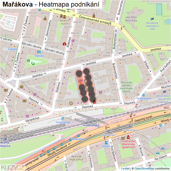 Mapa Mařákova - Firmy v ulici.