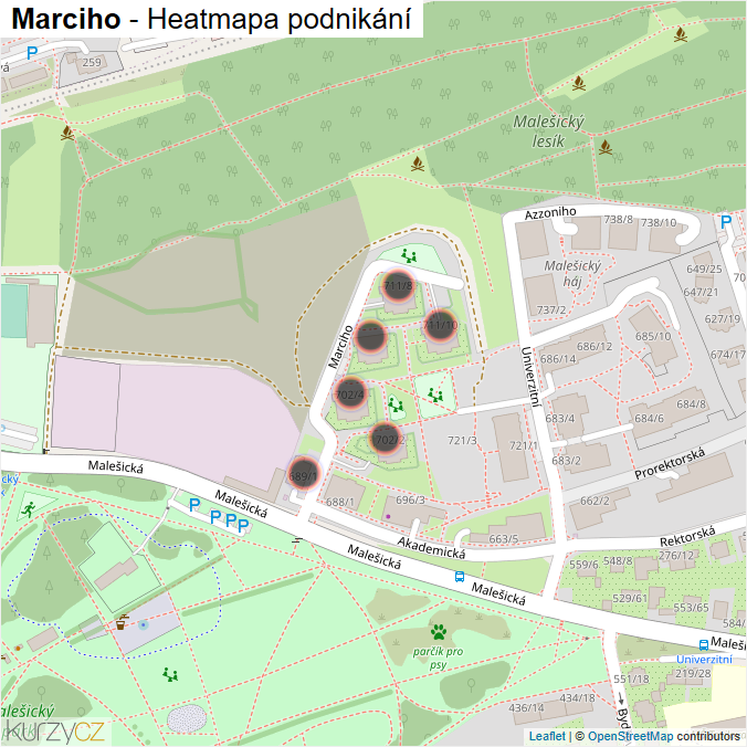 Mapa Marciho - Firmy v ulici.