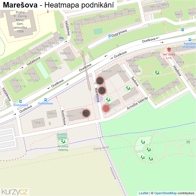 Mapa Marešova - Firmy v ulici.