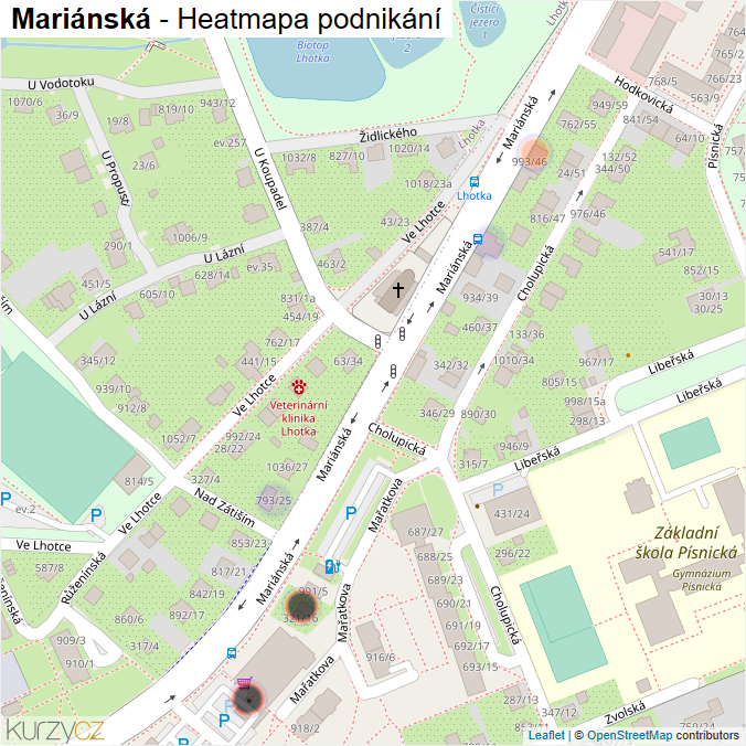 Mapa Mariánská - Firmy v ulici.