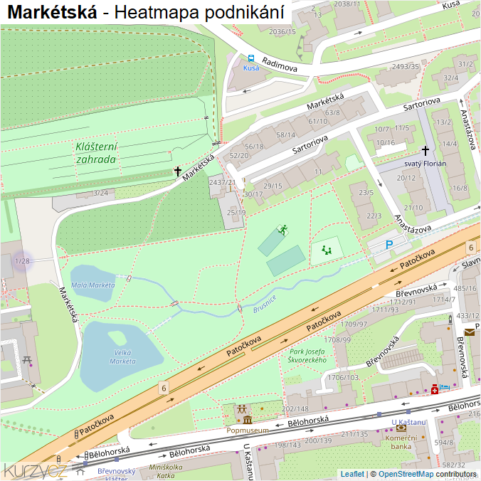 Mapa Markétská - Firmy v ulici.