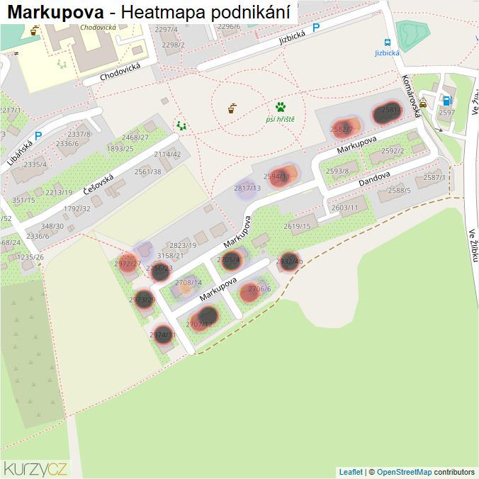 Mapa Markupova - Firmy v ulici.