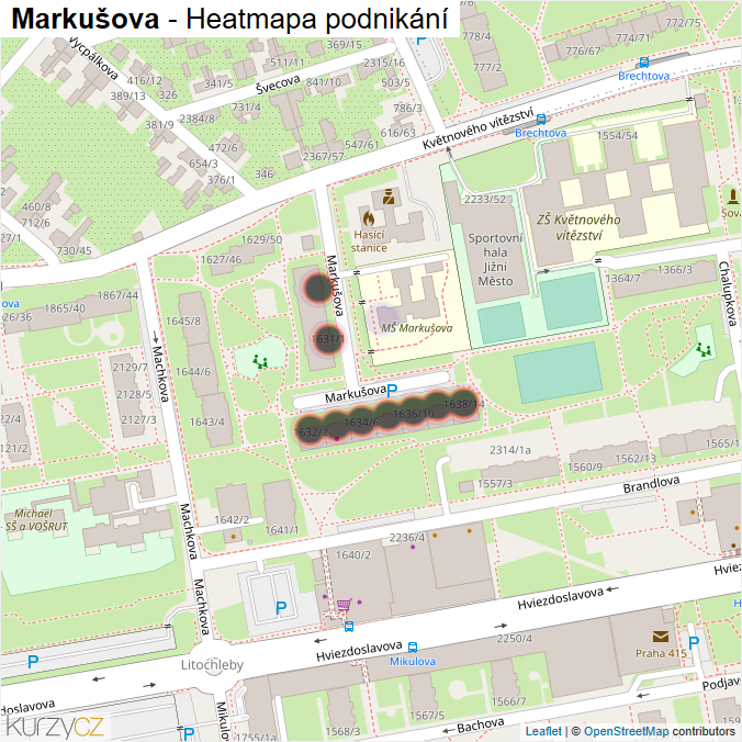 Mapa Markušova - Firmy v ulici.