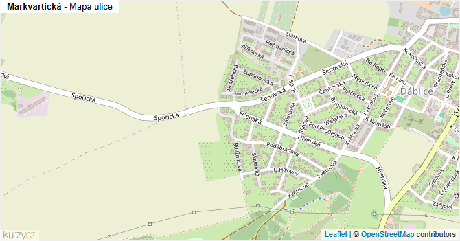 Markvartická - mapa ulice