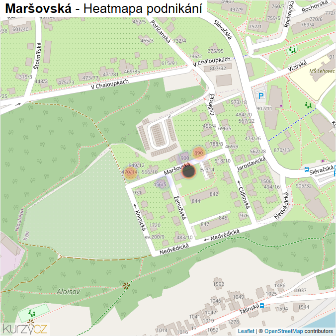 Mapa Maršovská - Firmy v ulici.