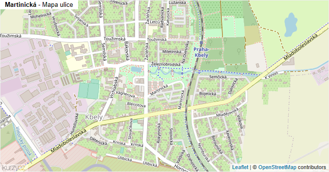 Martinická - mapa ulice