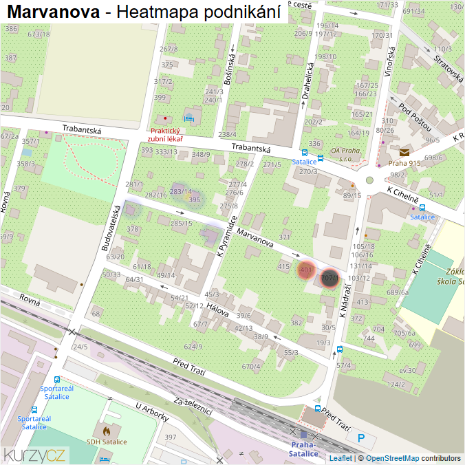 Mapa Marvanova - Firmy v ulici.