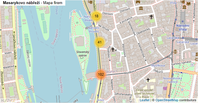 Masarykovo nábřeží - mapa firem