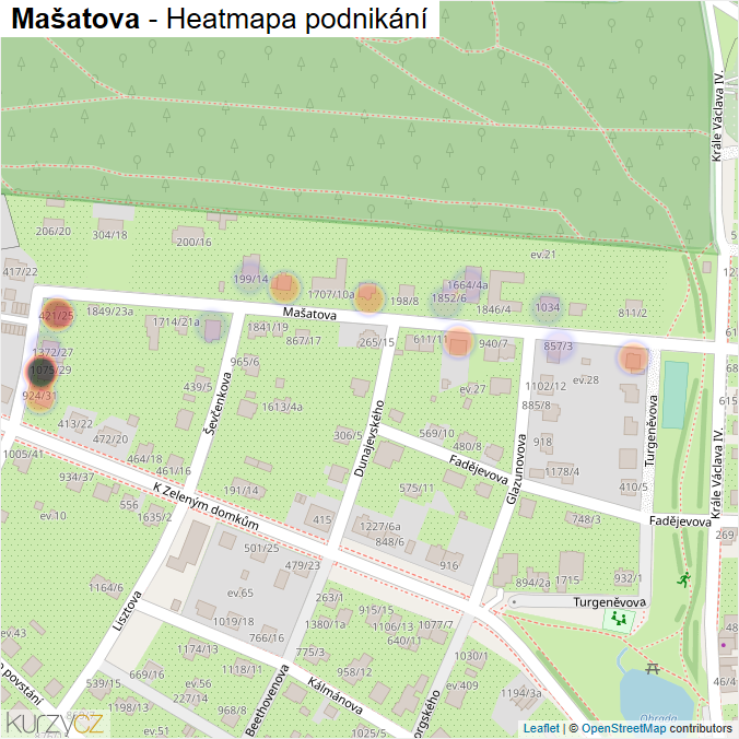 Mapa Mašatova - Firmy v ulici.
