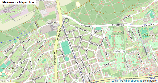 Mašínova - mapa ulice