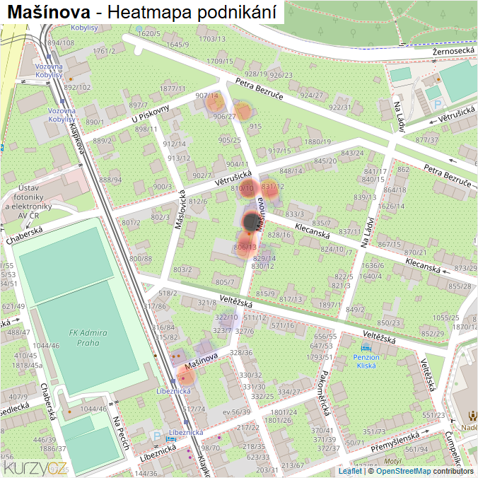 Mapa Mašínova - Firmy v ulici.
