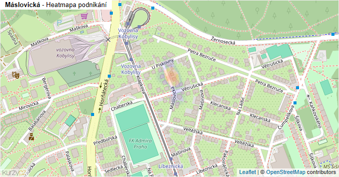Máslovická - mapa podnikání