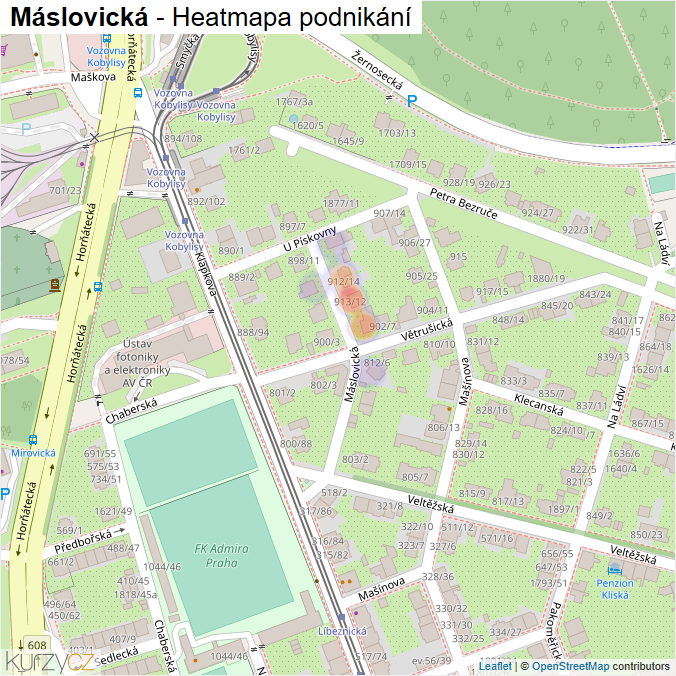 Mapa Máslovická - Firmy v ulici.