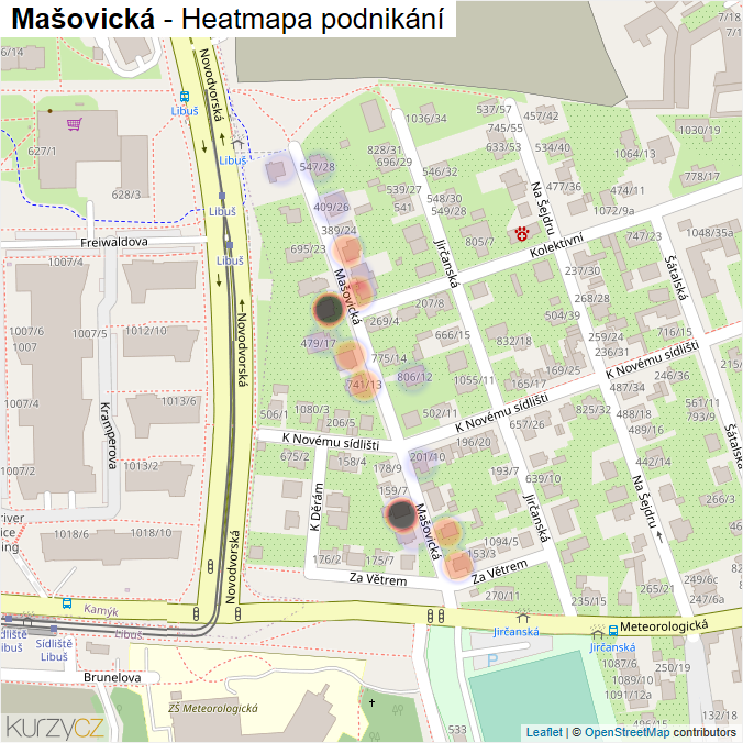 Mapa Mašovická - Firmy v ulici.