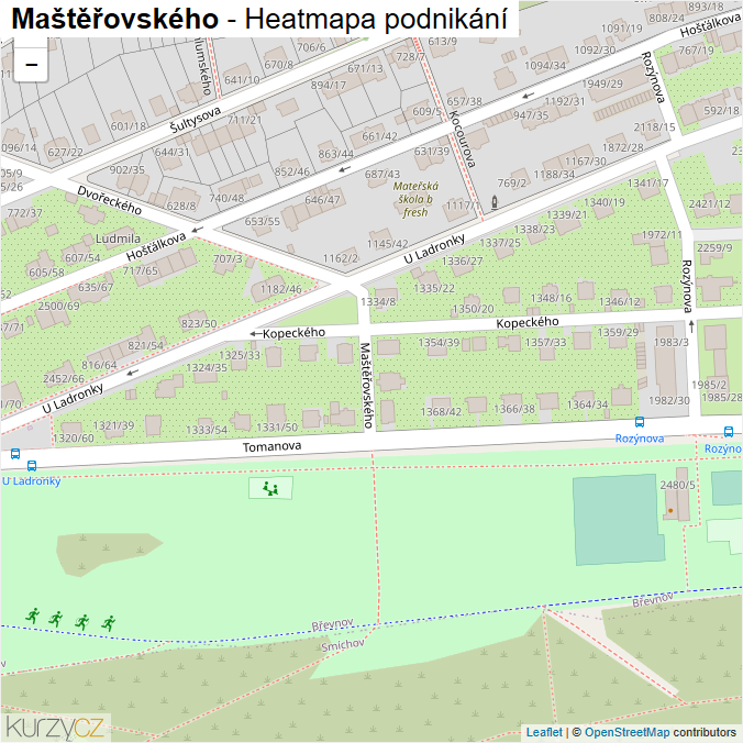 Mapa Maštěřovského - Firmy v ulici.