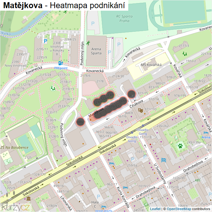 Mapa Matějkova - Firmy v ulici.