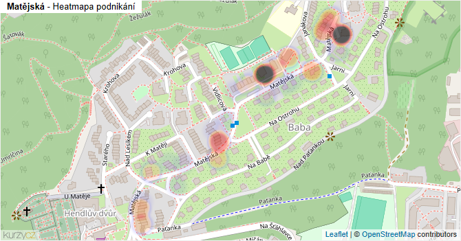 Matějská - mapa podnikání