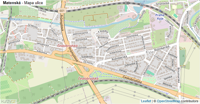 Matenská - mapa ulice