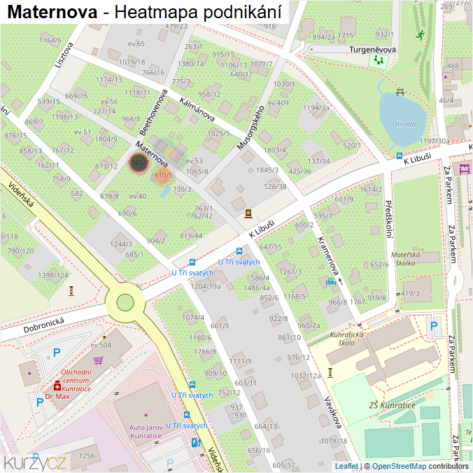 Mapa Maternova - Firmy v ulici.
