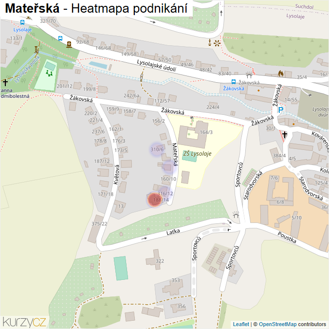 Mapa Mateřská - Firmy v ulici.