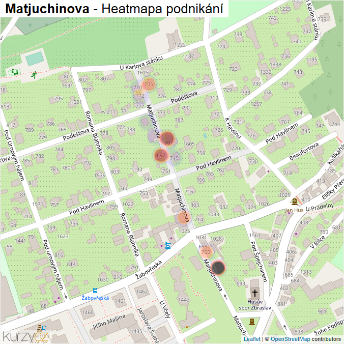 Mapa Matjuchinova - Firmy v ulici.