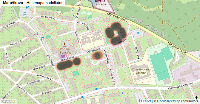 Matúškova - mapa podnikání