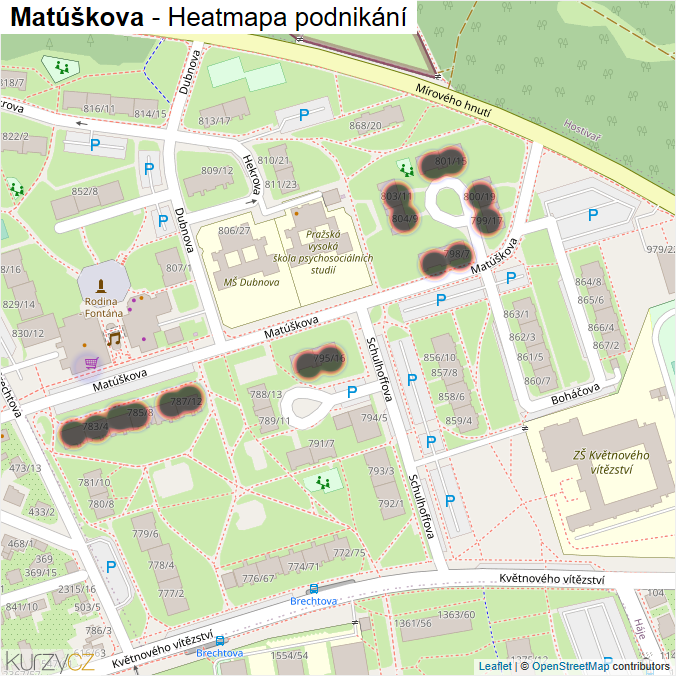 Mapa Matúškova - Firmy v ulici.